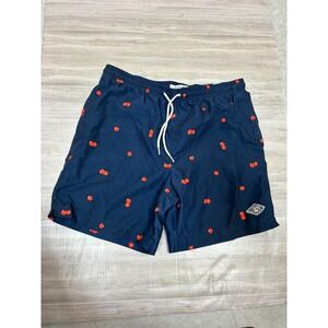 PacSun Mens Navy Blue Cherry Print Swim Trunks Mesh Lined Board Shorts Size M
